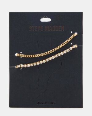 2-piece Rhinestone Chain Anklet Set
