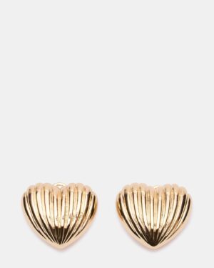 Ribbed Heart Earrings Gold