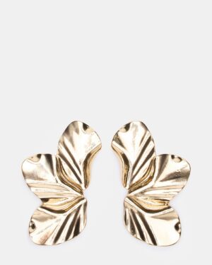 Large Flower Post Earrings Gold