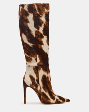 Nitro Brown Cow Print Wide Calf